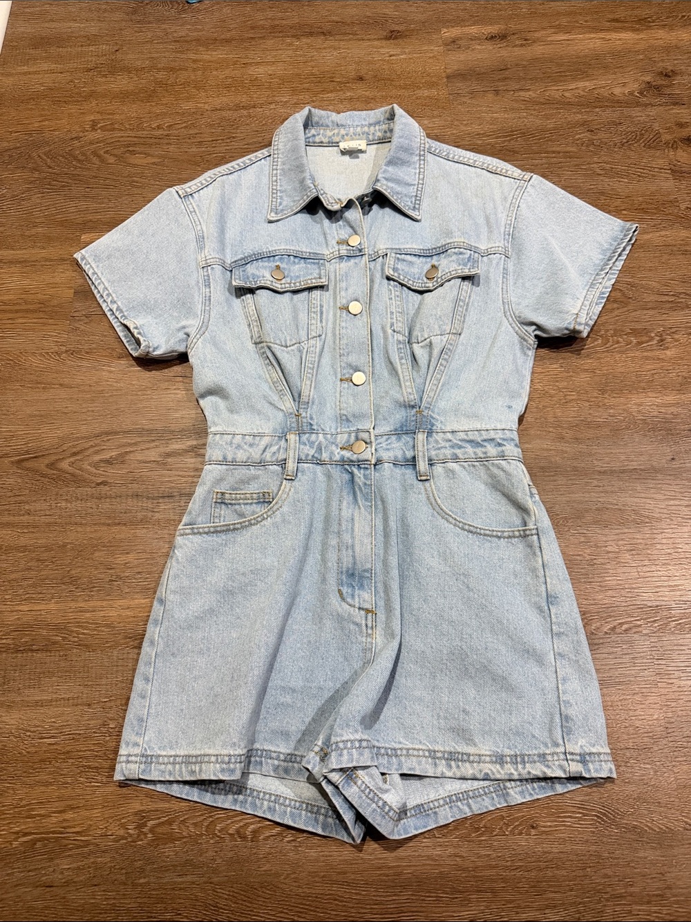 Le Lis Light Blue Denim Romper Women’s Small - Picture 3 of 7